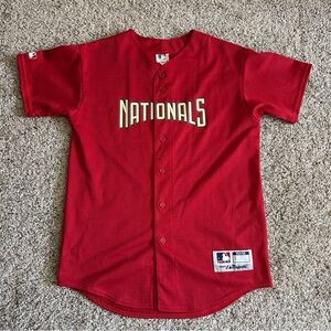 VTG Y2K Majestic Washington Nationals MLB Red Mesh Jersey Boys Youth XL Made USA